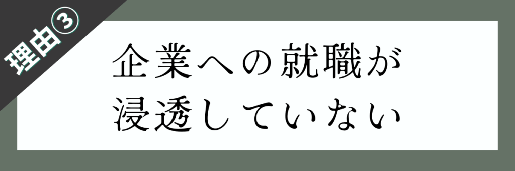 企業への就職が浸透していない