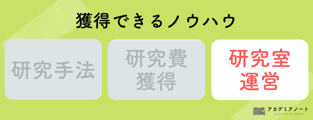 ポスドクが獲得できるノウハウ：研究室運営