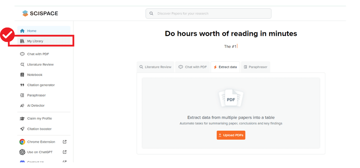SciSpaceで関連論文を比較検討する：「my library」へ移動する