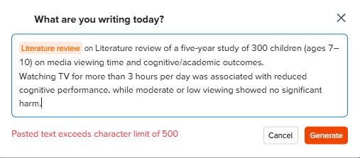 SciSpace AI Writer 界面的屏幕截图。