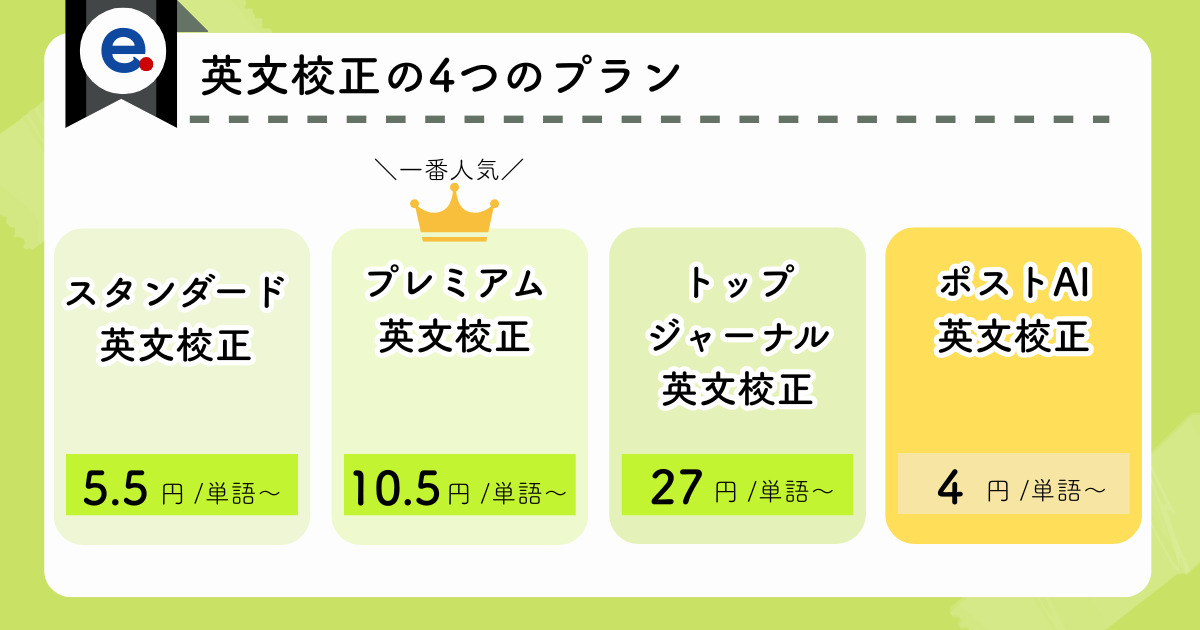 エディテージの英文校正サービス(4つのプラン)