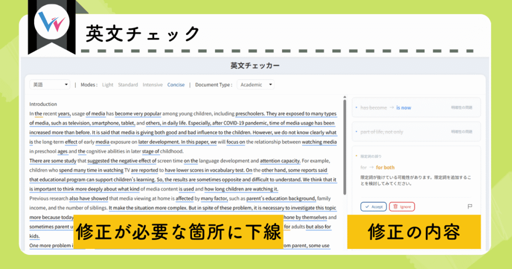 Wordvice AIで英文チェック(実際の図)