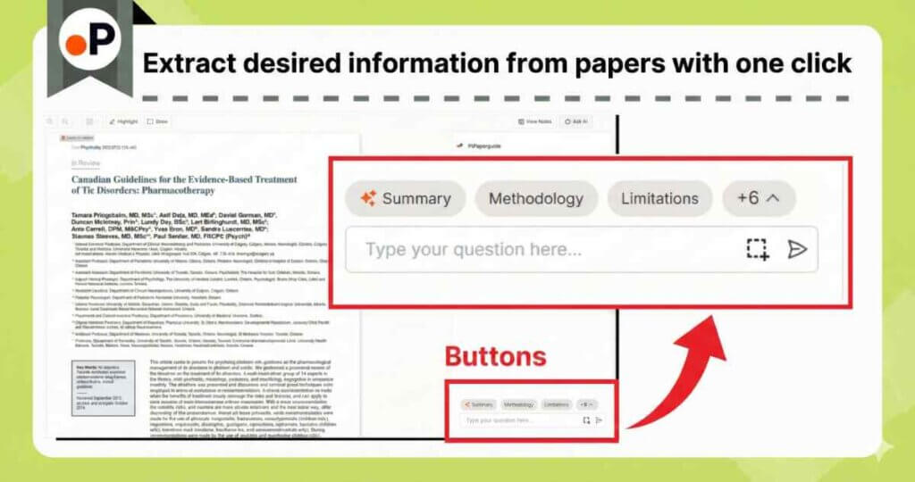 Paperguide는 요약, 방법, 한계 및 기타 주요 요소를 원클릭으로 추출합니다.