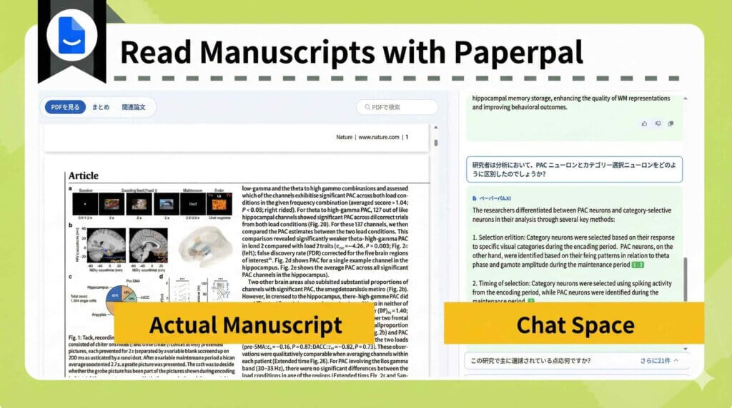 Paperpal displays the manuscript alongside an interactive chat for real-time explanation and Q&A.