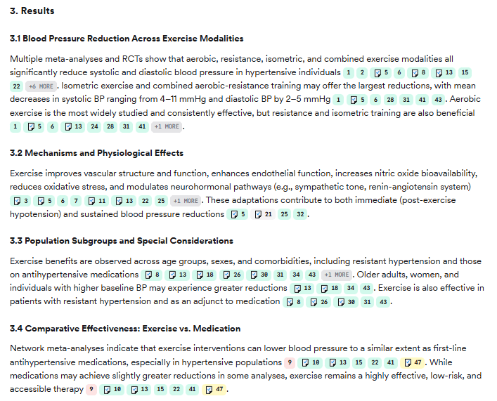 The results screen of Consensus Pro Search