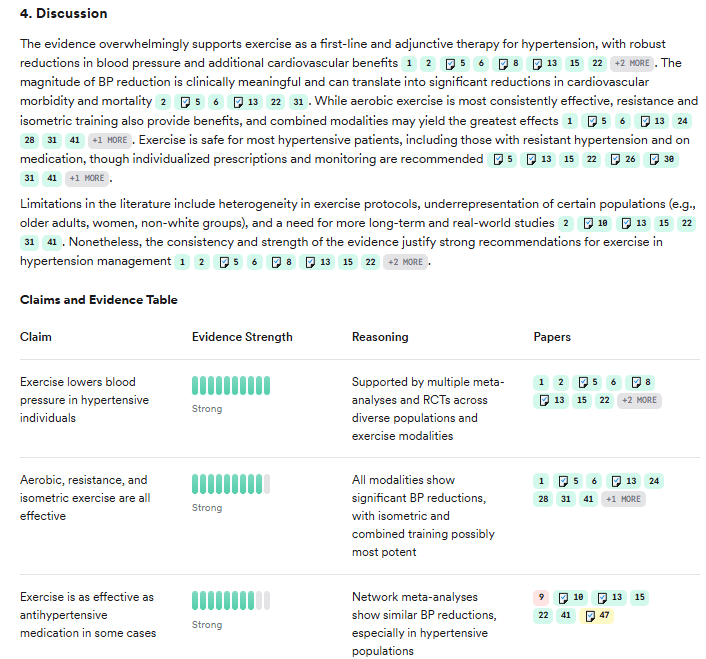 The results screen of Consensus Pro Search