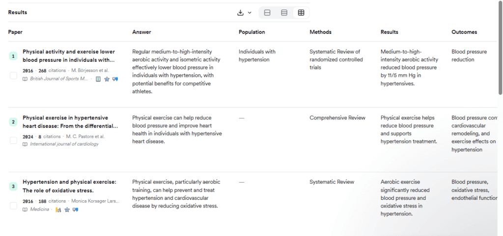 The Consensus literature search interface