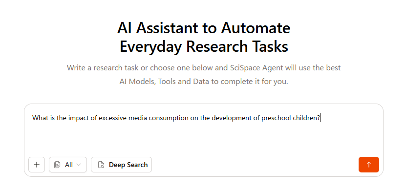 Screenshot of the SciSpace Homepage