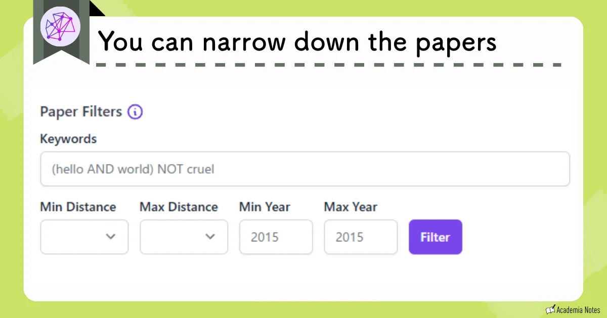 How to narrow down papers using filters in Inciteful