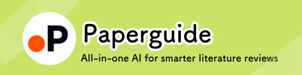 (Paperguide) logo and tagline for AI-powered literature review tool