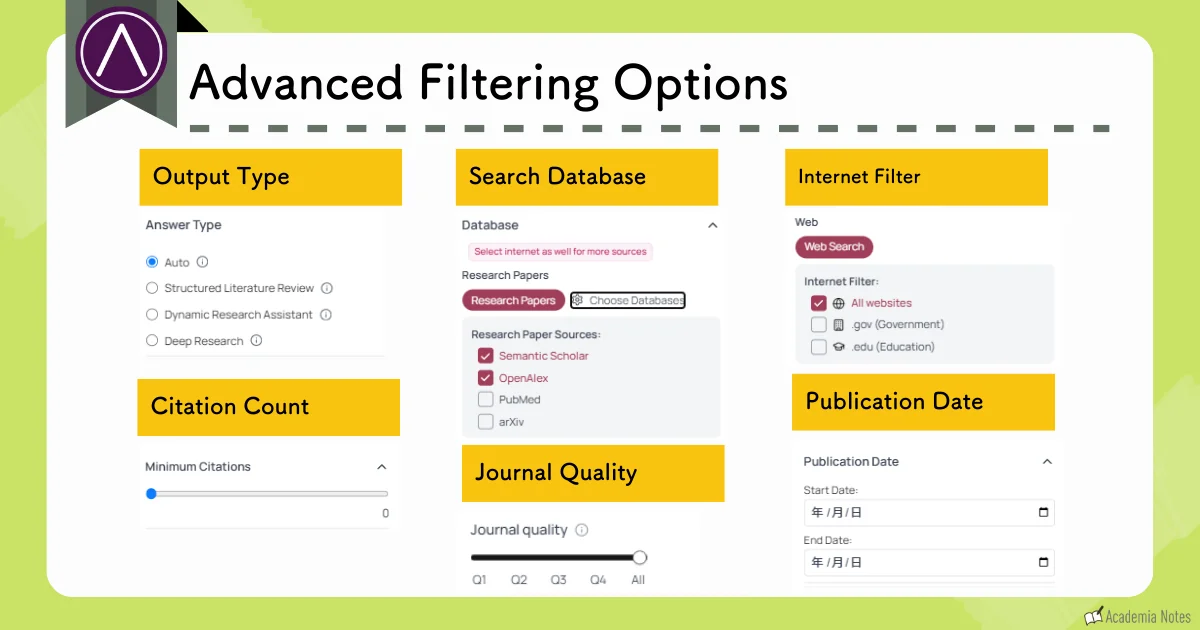 AnswerThis advanced filtering options screen