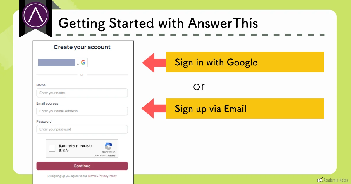 AnswerThis account creation screen