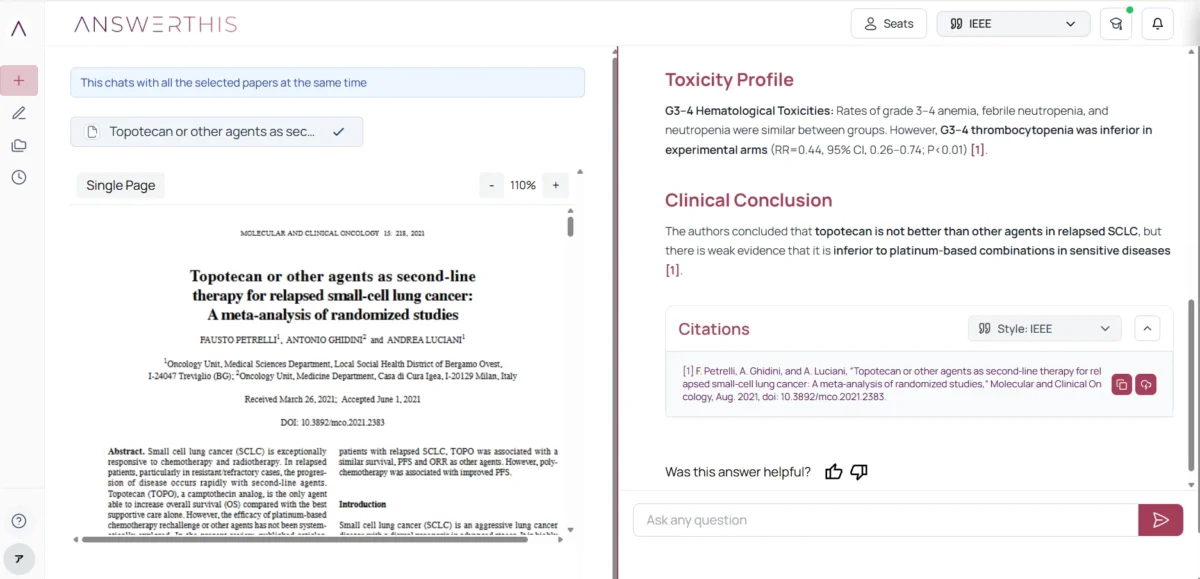 AnswerThis answer summary screen with document viewer