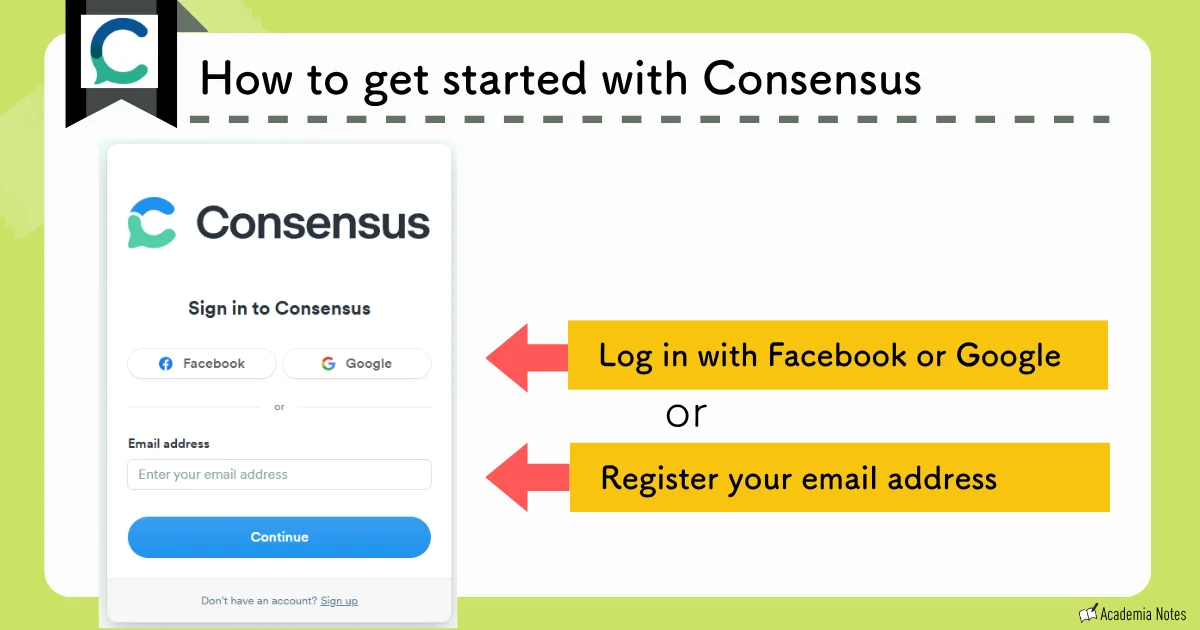 Consensus login screen with sign-in options