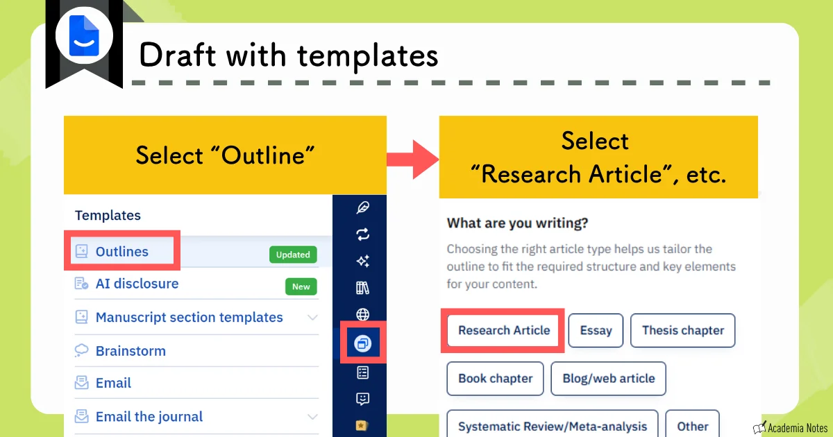 Paperpal template selection screen