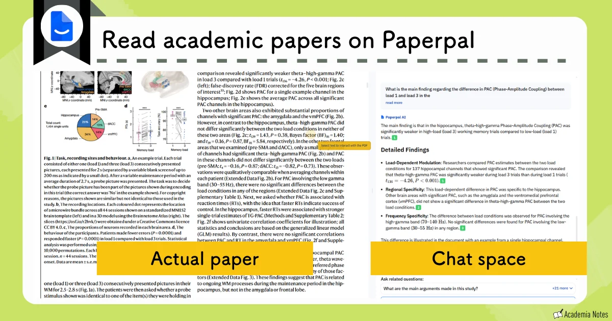 Paperpal paper reading and discussion screen