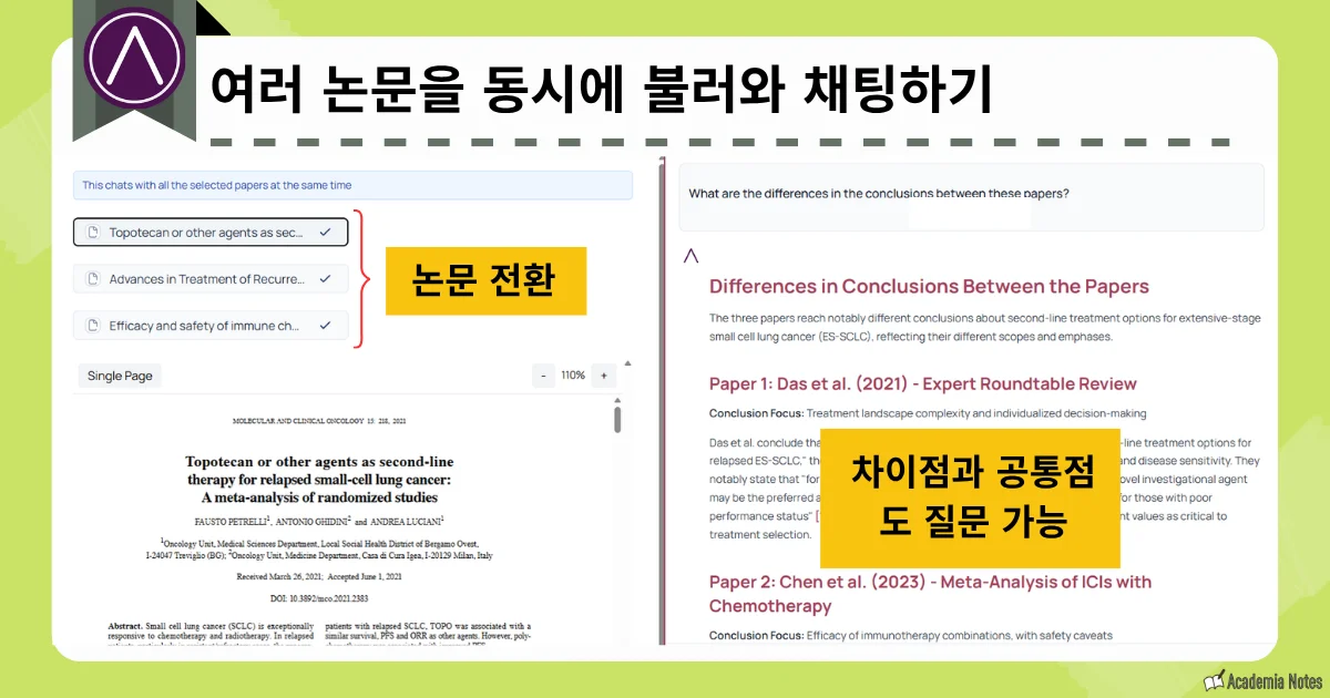 논문 비교 분석 화면