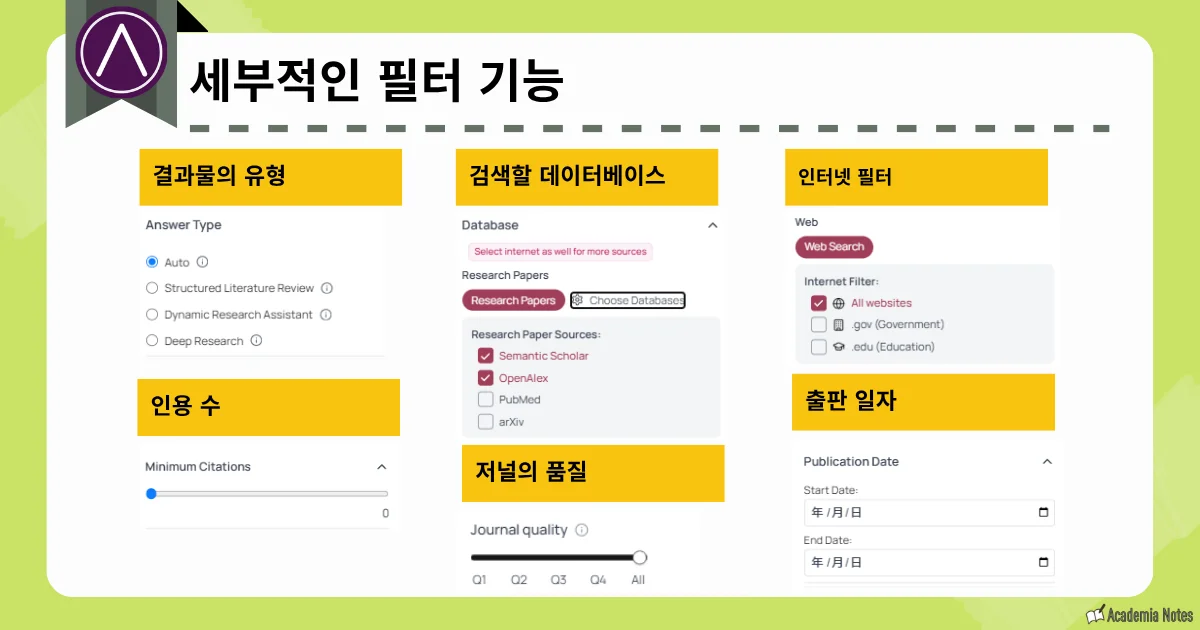 AnswerThis에서 세부적인 필터 기능을 설정할 수 있는 화면