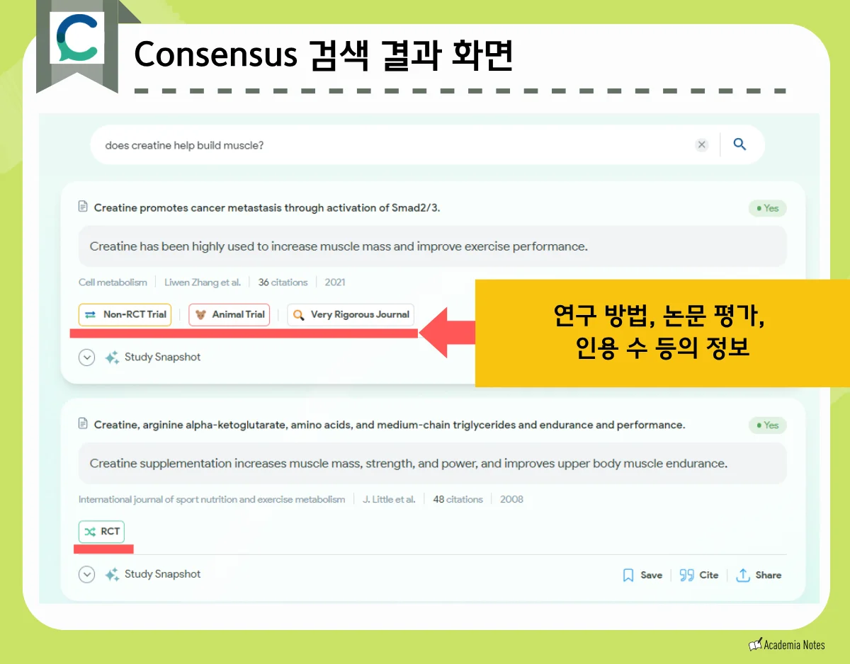 "학술 검색 결과 및 연구 논문 상세 정보 화면"