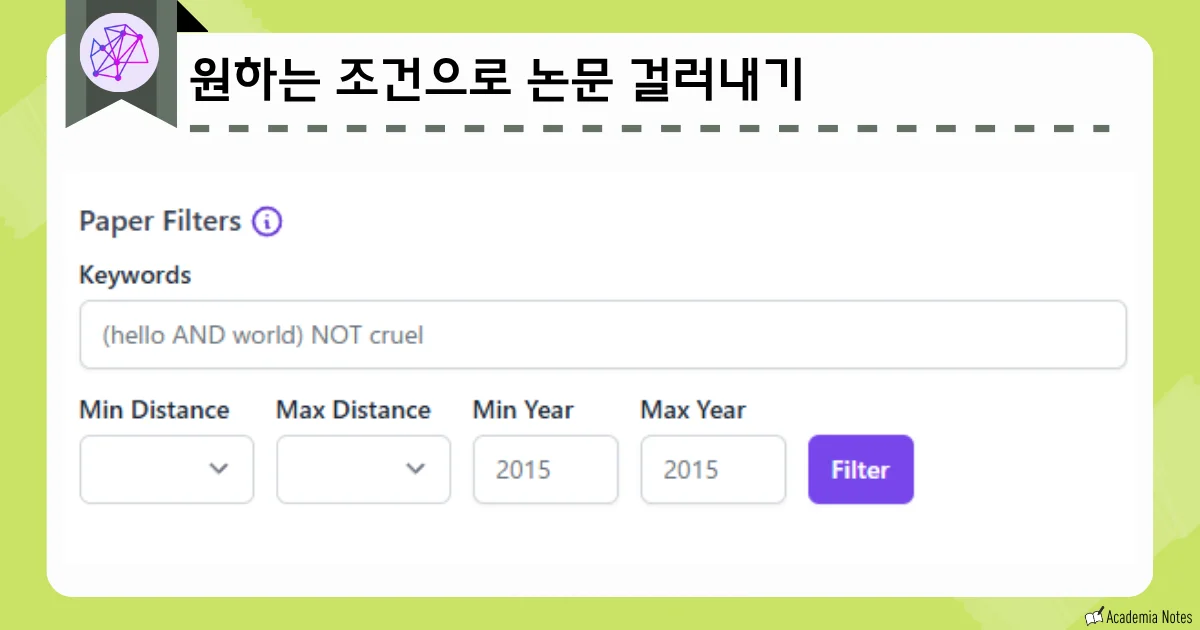Inciteful의 논문 필터링 화면