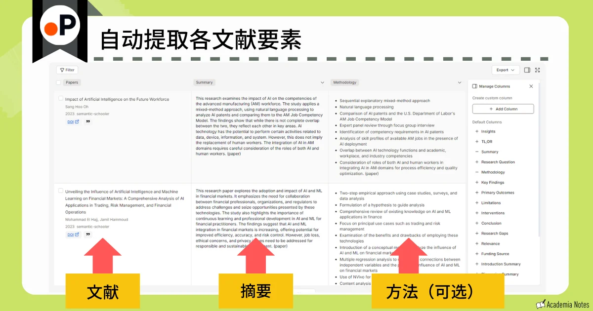 Paperguide 自动提取文献要素的界面