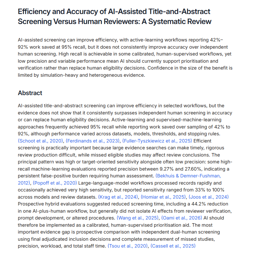 Systematic review report generated in Paperguide