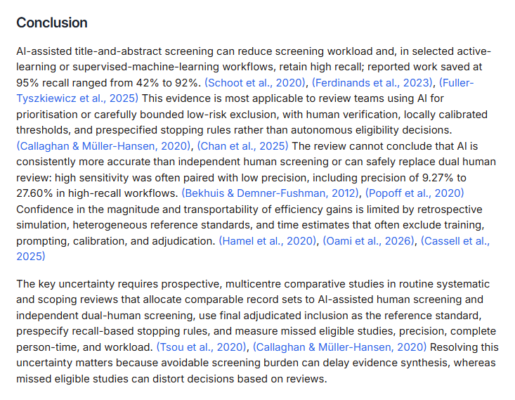 Conclusion section of a Paperguide review report