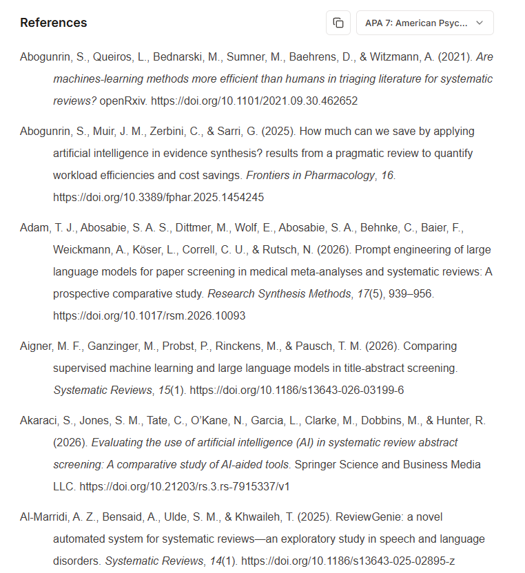 Reference list of a Paperguide review report