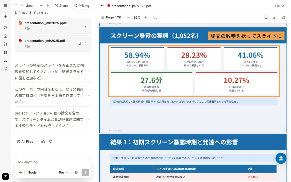 SciSpaceのエージェントが作った発表スライド